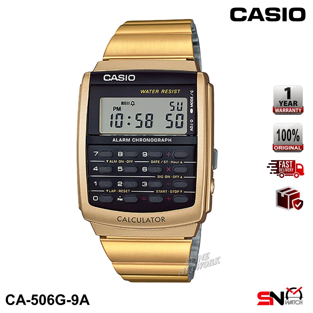 Casio Unisex Calculator Watch Digital Stainless Steel Band Jam Tangan Unisex CA-506 CA-506B CA-506G