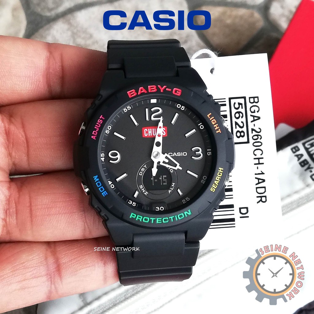 Casio Baby-G x CHUMS BGA-260CH Limited Edition Series Analog Digital Black Resin Band Women Sports W