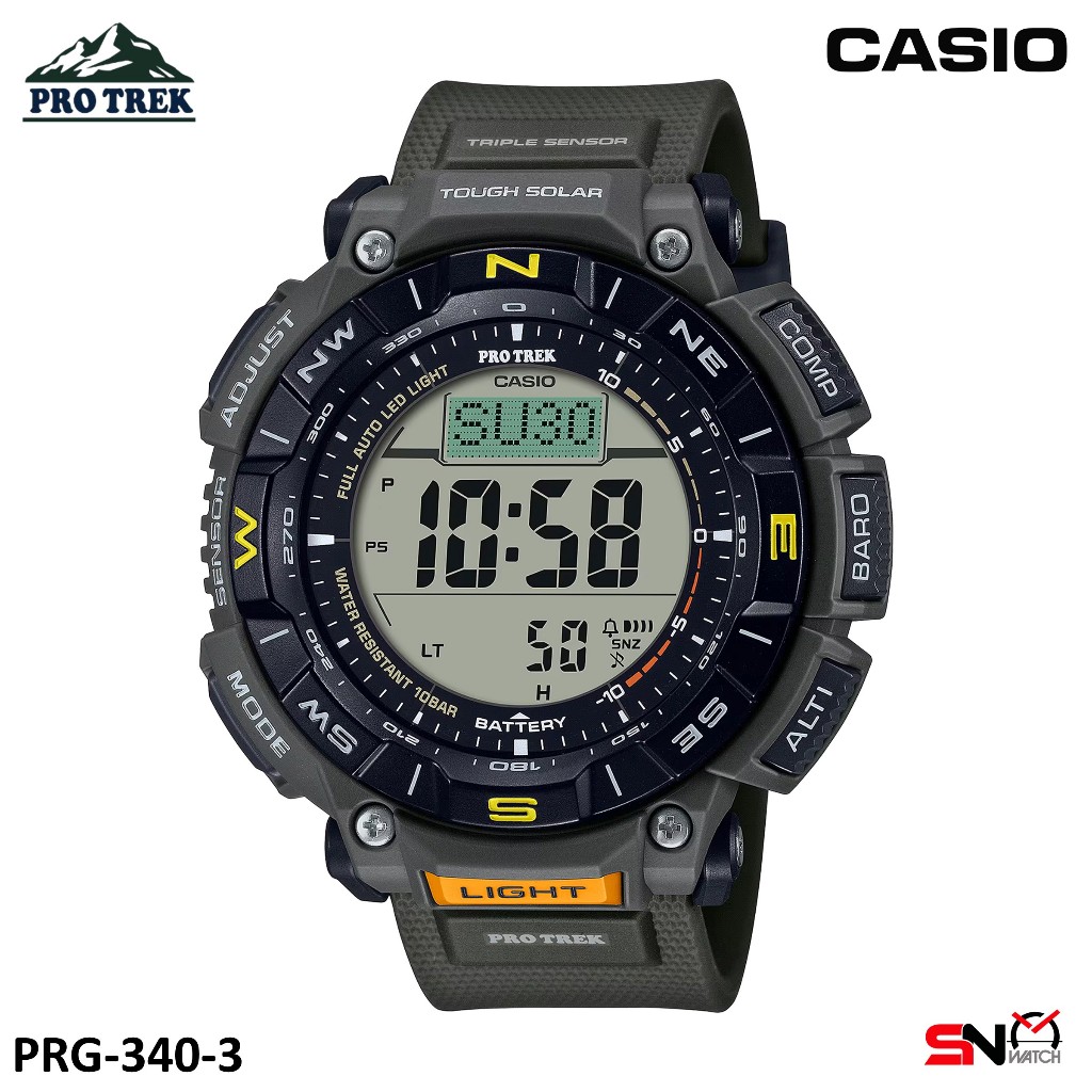 Casio Protrek PRG-340 PRG-340T Triple Sensor Digital Compass Tough Solar Men Watch Jam Tangan Lelaki