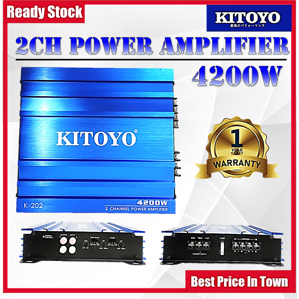Kitoyo Power Amplifier Car 2 Channel Amp 4200W Car Power Amp 4200 Watt 2 CH Car Amplifier Car Speake