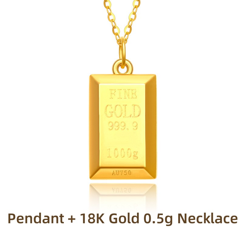 VITICEN Real 18K Gold Bricks AU750 Pendant Get Rich Necklace For Men Women Fine Gift Elegant Good Pr