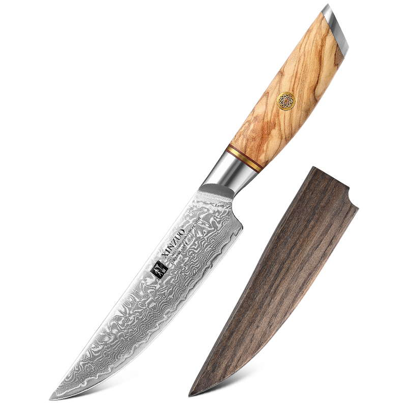 XINZUO  5" inch Steak Kitchen Knife Set Japanese Damascus VG10 Steel Razor Sharp Blade Cut Lamb Chop