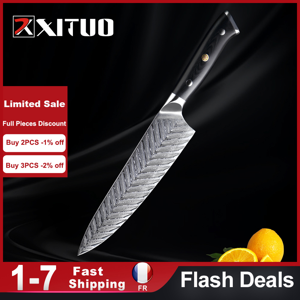 XITUO Damascus Chef Knife VG10 Professional Kitchen Knife Cleaver Cooking Knife Exquisite Plum Rivet