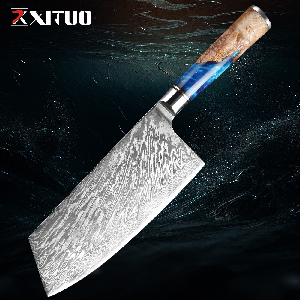 Damascus Steel 1-9Piece Pro Chef Knife Set Sharp Kitchen Knife VG10 Steel Core Cooking Knife Chef Sa