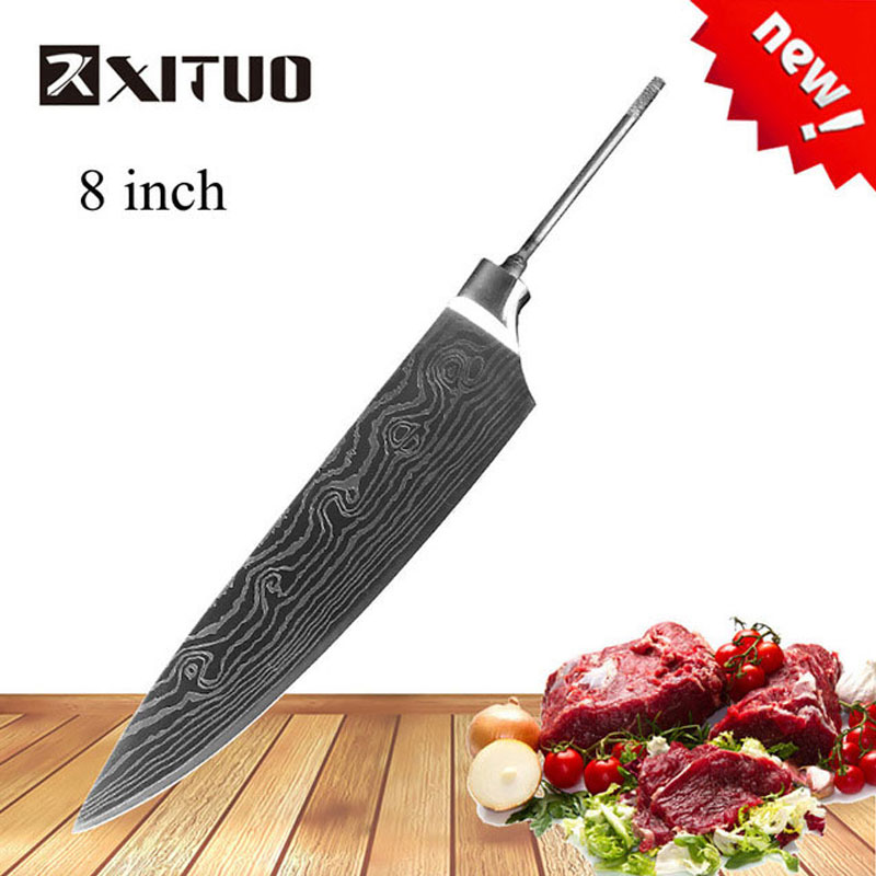 XITUO Hot 8" inch DIY Knife Blank 7CR17MOV Stainless Steel Fixed Blade Knife Billet Hand Tool Materi