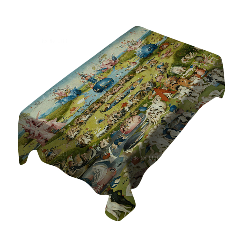 Garden Of Earthly Delights Renaissance Paintings Bosch Classic Art Fabric Rectangle Tablecloth By Ho