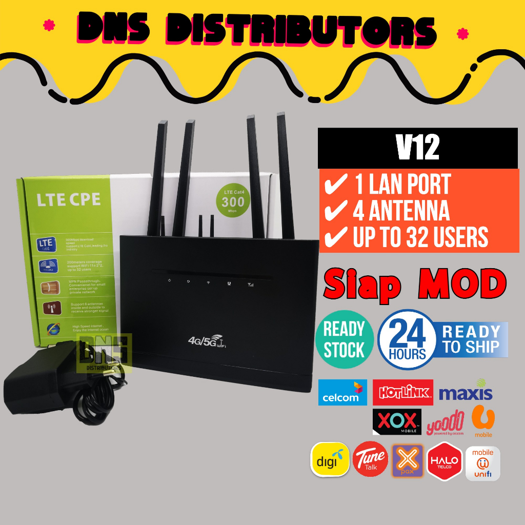 Modified Unlimited 4G LTE Modem A80 MOD Router WiFi Data 4 Antenna Like Huawei B310 B315 RS980 V12