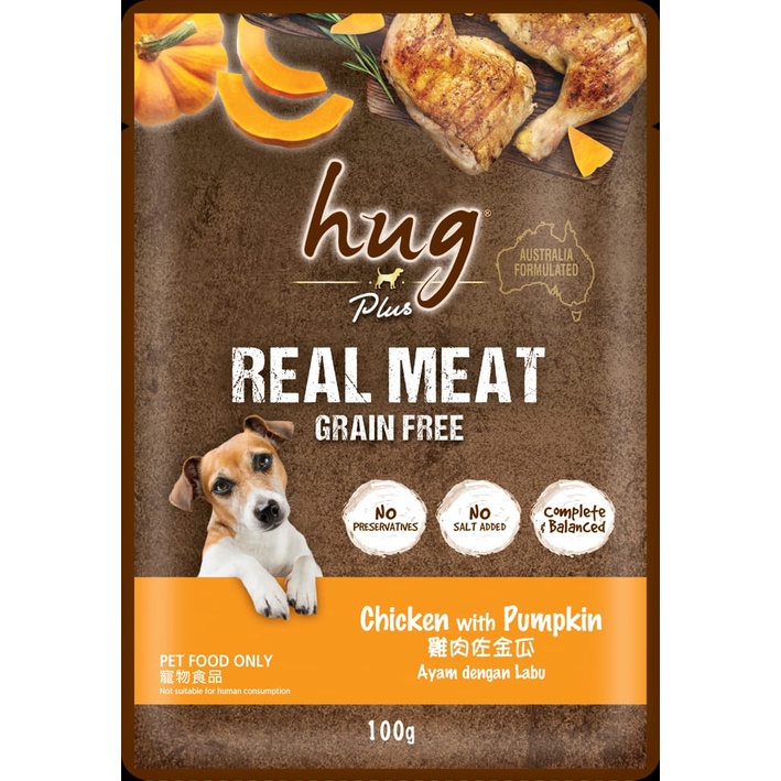 Hug Plus Dog Wet Food Pouch 100g( New Packaging)