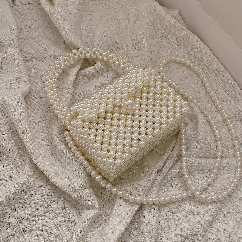 2023 Pearl Crossbody Bags Handmade Beaded Pearl Handbags Fashion Girl Gift Phone Pocket Wedding Part