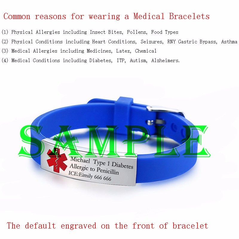 Vnox Engravable Medical Alert ID Bracelet DIABETES EPILEPSY ALZHEIMER'S ALLERGY SOS Women Men Person
