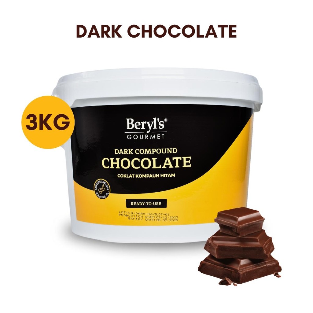 3kg Berlys Gourmet Chocolate Beryls Coklat Cair Beryl's Chocolate Compound Liquid Beryls Dark Chocol