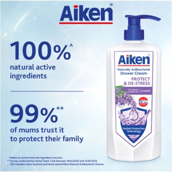 【New】AIKEN Naturally Antibacterial Shower Crème Mandian Badan 950g Body Wash