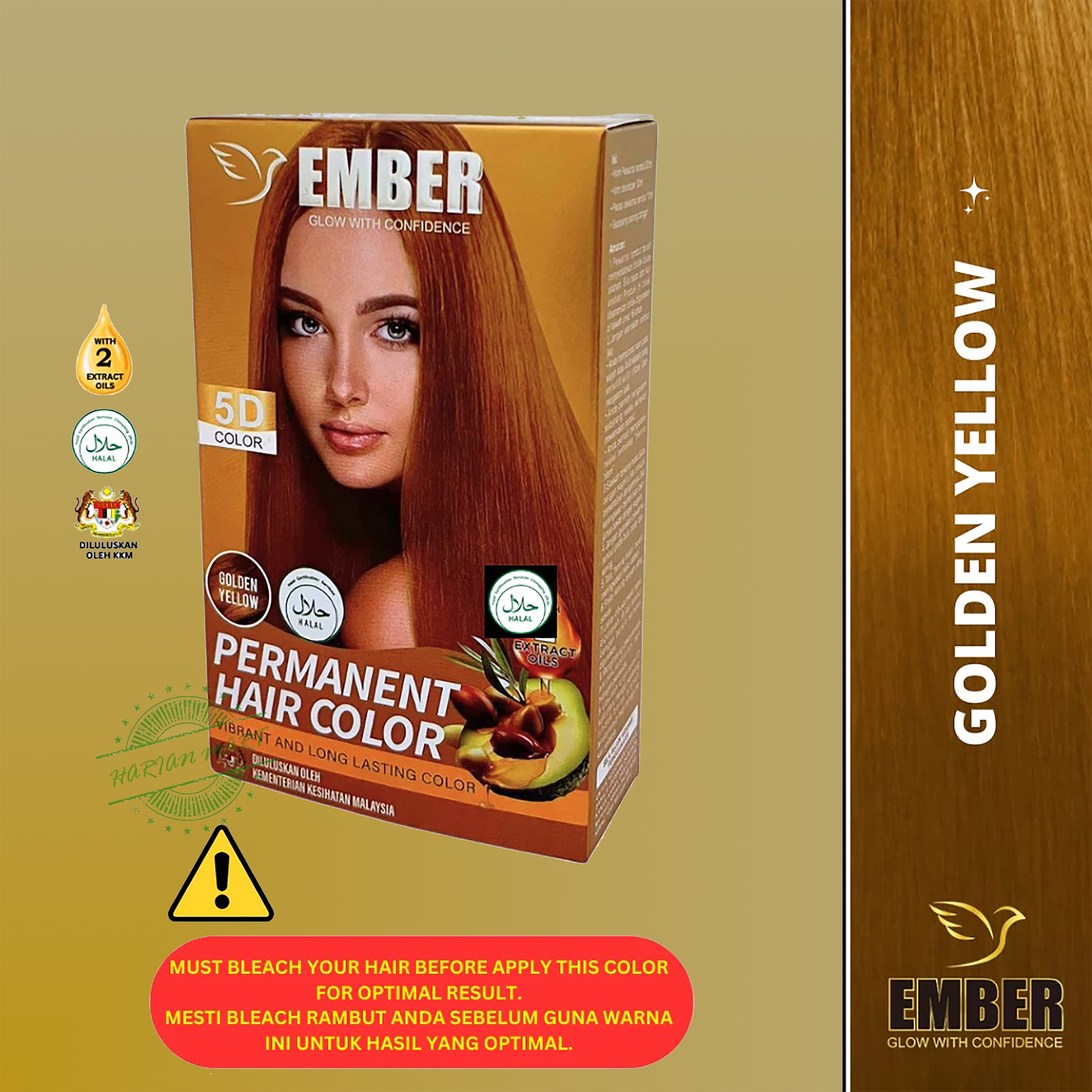 EMBER PERMANENT HAIR COLOR 5D (LULUS KKM) PEWARNA RAMBUT