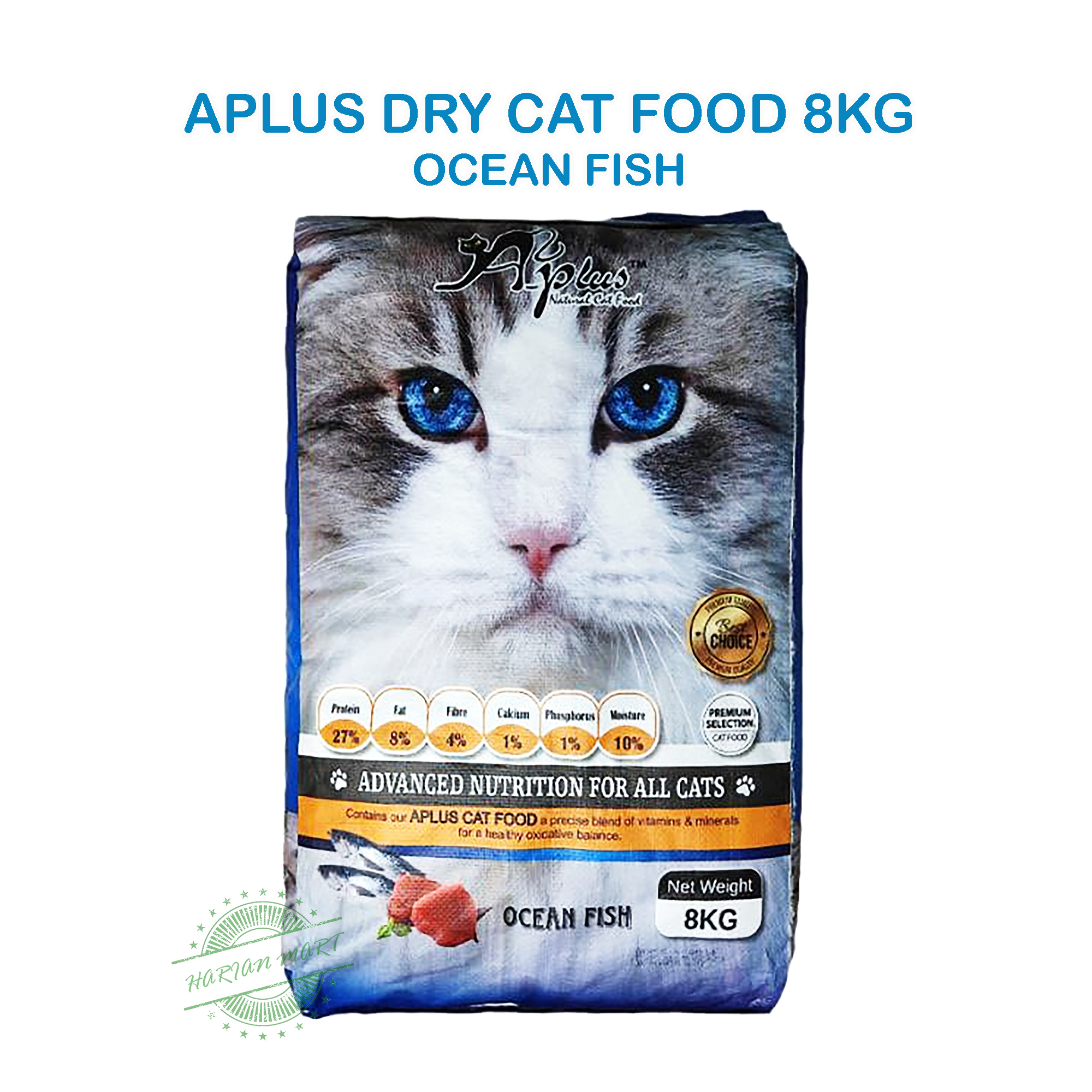 APLUS DRY CAT FOOD 8KG CHICKEN RECIPE/FISH & CHICKEN/OCEAN FISH