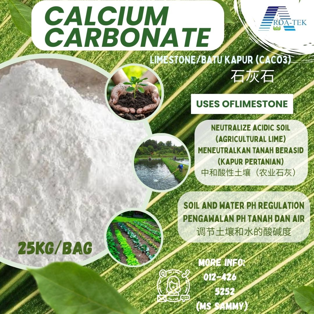 Calcium Carbonate CACO3 (25KG) | Agriculture limestone by Arda-Tek