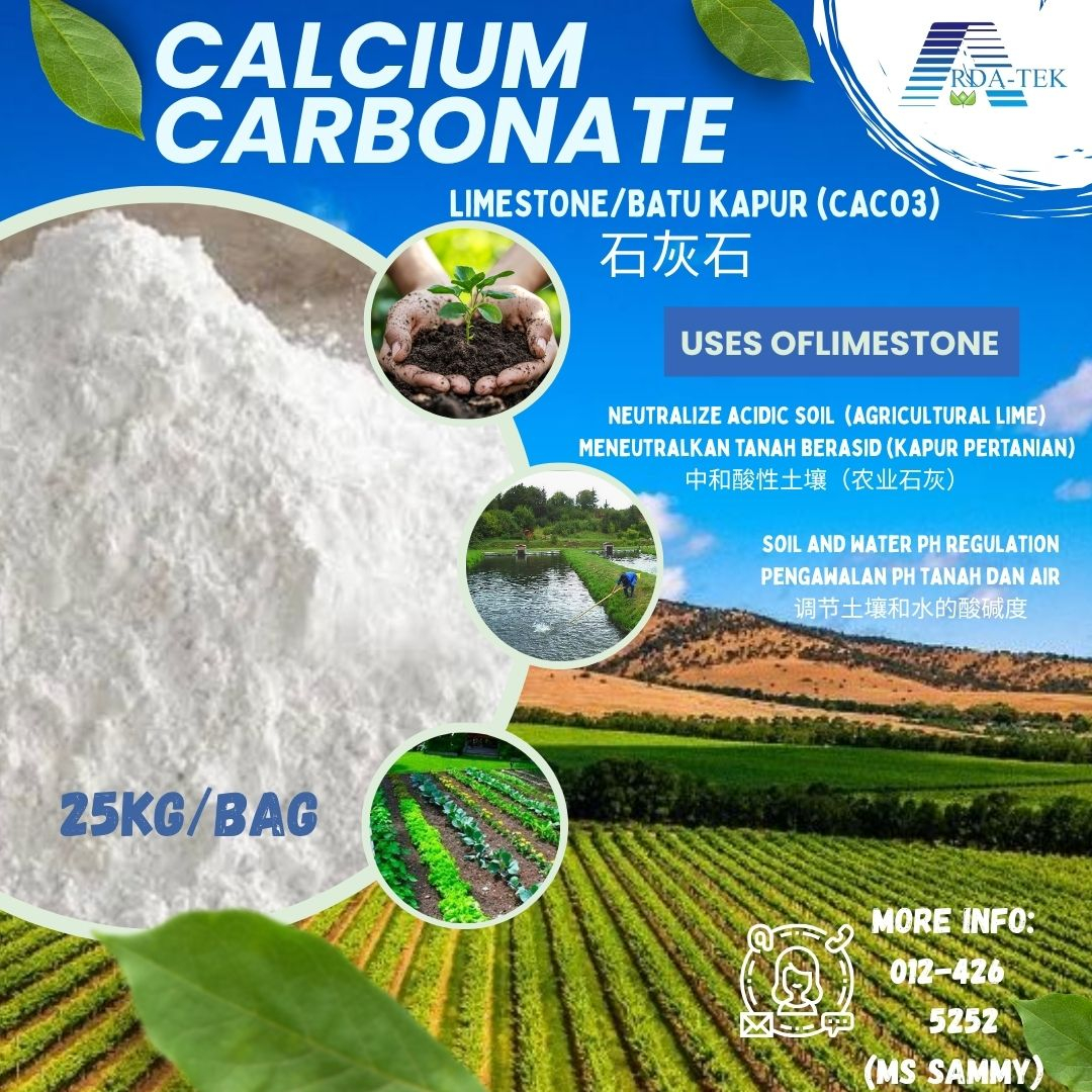 [25KG] CACO3 Calcium Carbonate Lime Stone Powder | Soil Improver | Farming & Pond Use