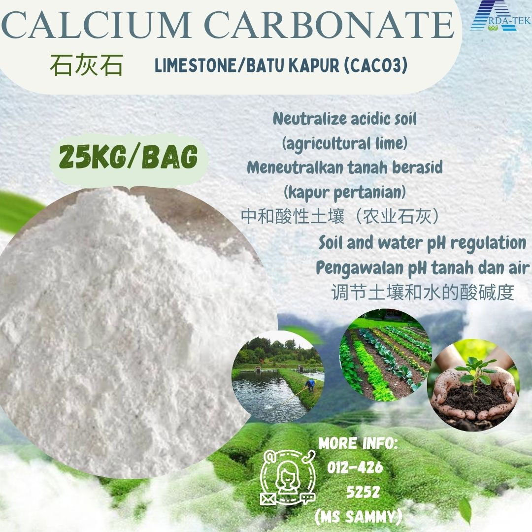 Calcium Carbonate CACO3 (25KG) | Agriculture limestone | Neutral soil pH | Batu Kapur untuk Pertania