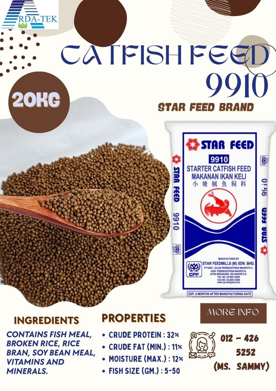 [20KG] Starfeed 9910 [Saiz 2.3mm] (Catfish feed) Dedak Ikan Keli 32% Protein