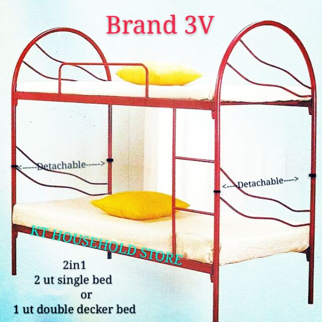 KT WARE 3V DD9011sSplitable Double decker bed/ single bed/hostel bed/ katil 2 tingkat silver colour