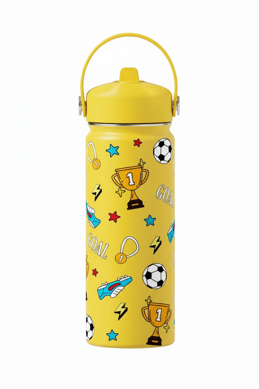Original MODOFO Tumbler: Dynamic Football (530ML/18oz) - Kids Tumbler Kids Thermos Water Bottle Ther