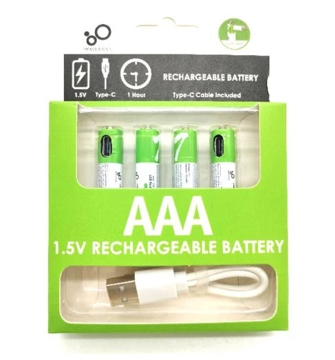 AA AAA C D 9V 18650 1.5v 3.7v Li-Ion Rechargeable Battery Type-C USB Charger