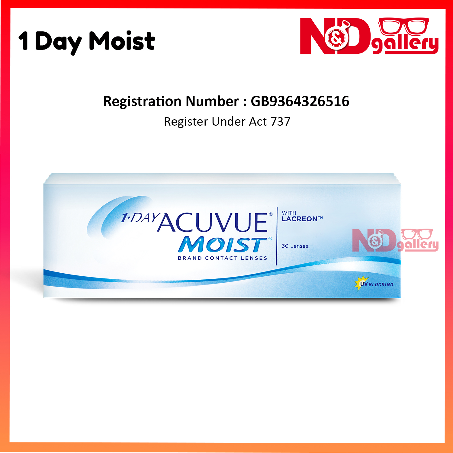 1-DAY ACUVUE® MOIST 30pcs/Box Daily clear Contact Lens (-4.25 to -8.00) (+0.50 to +6.00) Pre order i