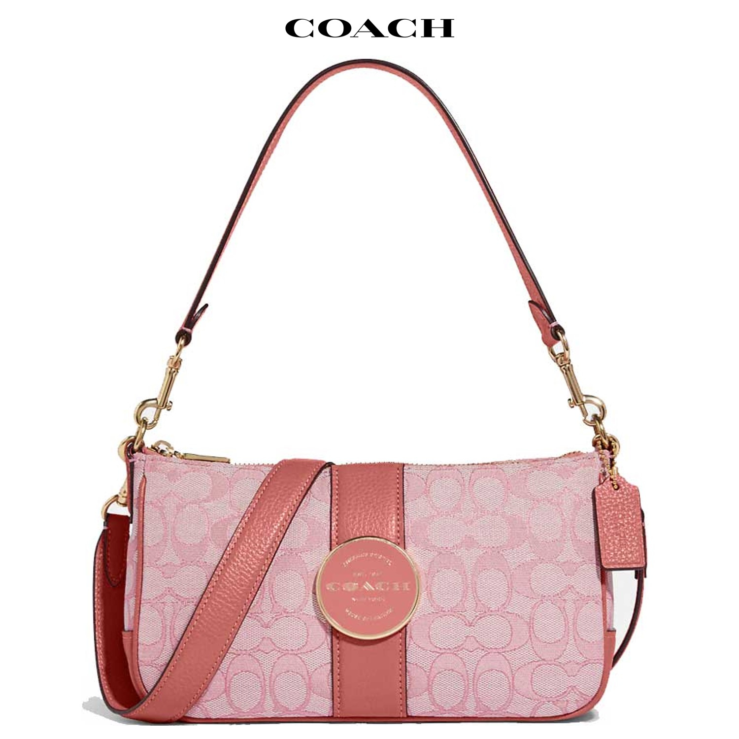COACH C8306 Lonnie In Signature Jacquard Bag [Gold /Pink]