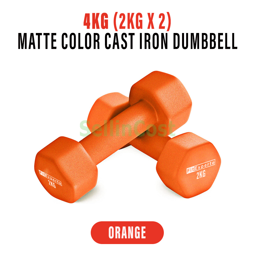 FEXPERT 1Pair Hexagon Dumbbell Neoprene Matt Dumbell Fitness Workout Exercise Weight Training Alat A