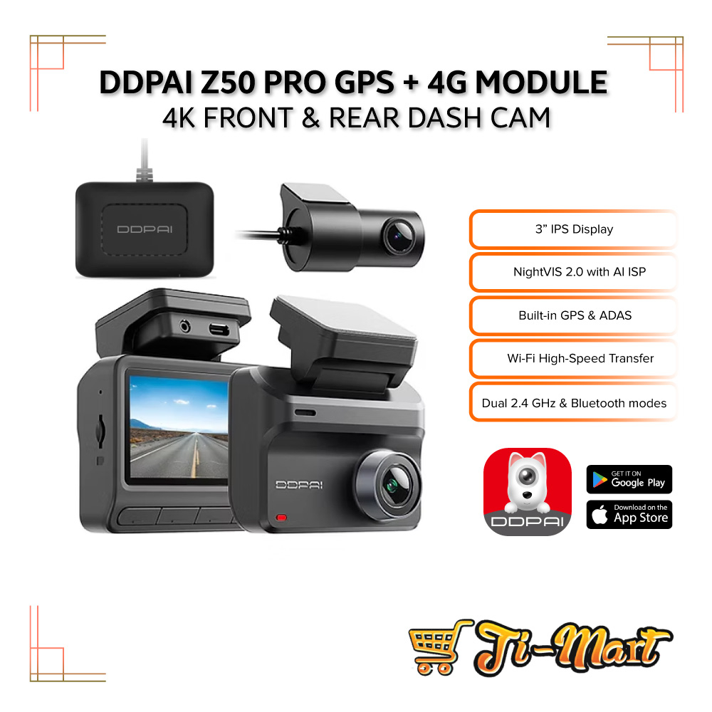 [NEW] DDPAI Z50 Pro Dual 4K Front and 1080P Rear Dash Cam Full HD Car Camera with 4G Connectivity & 