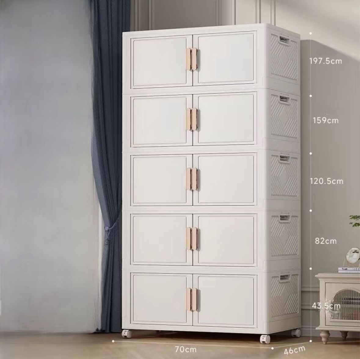 [DJ] [HEAVYDUTY] 70-75cm (1/2/3/4/5 Layers) Kabinet Kotak Simpanan Lipat Roda Twin Door Cabinet Stor