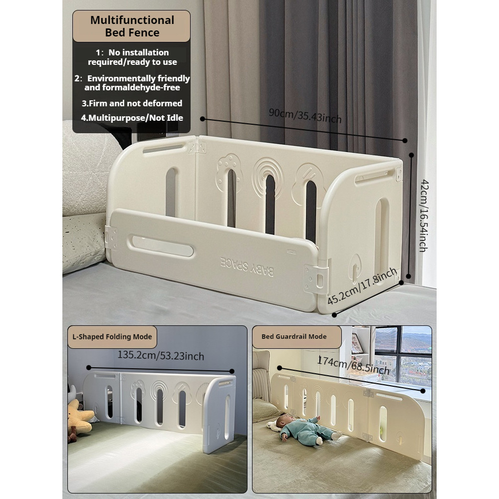 【MamiBaby】Baby Bed Fence Bed Rail Guard(174*42CM) Adjustable Height(10-22CM) Safety Bed Gate 床圍欄