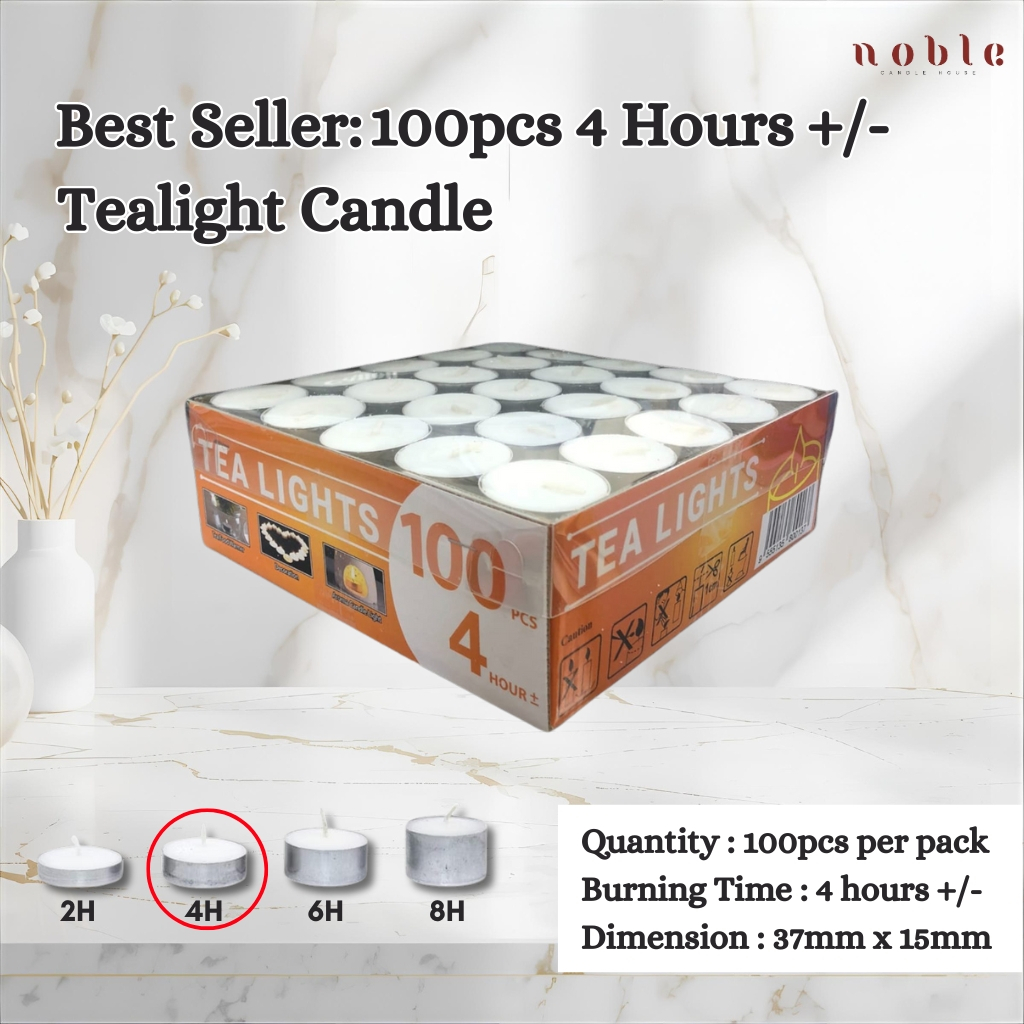 Piala Emas - Lilin Tealight Candle 100pcs– 2hour/4hrs/6hrs/8hrs Burn Time – Tea light Unscented