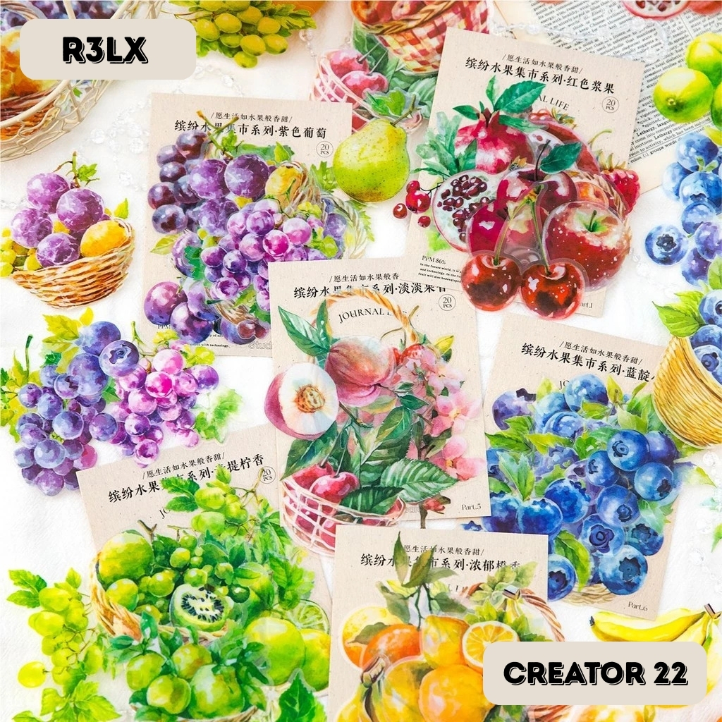 FRUITS AND VEGETABLES DESIGN RELX CREATOR CARTOON FRUIT STICKERS 2.5CM - 8.5CM DISPOSABLE LABELS STA