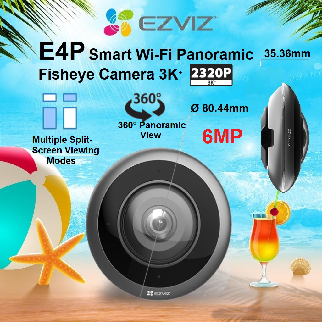 EZVIZ E4P 6MP 3K⁺ Two-Way Talk Human Shape Detection H.265 5G Smart Dual Band Wi-Fi Panoramic Fishey