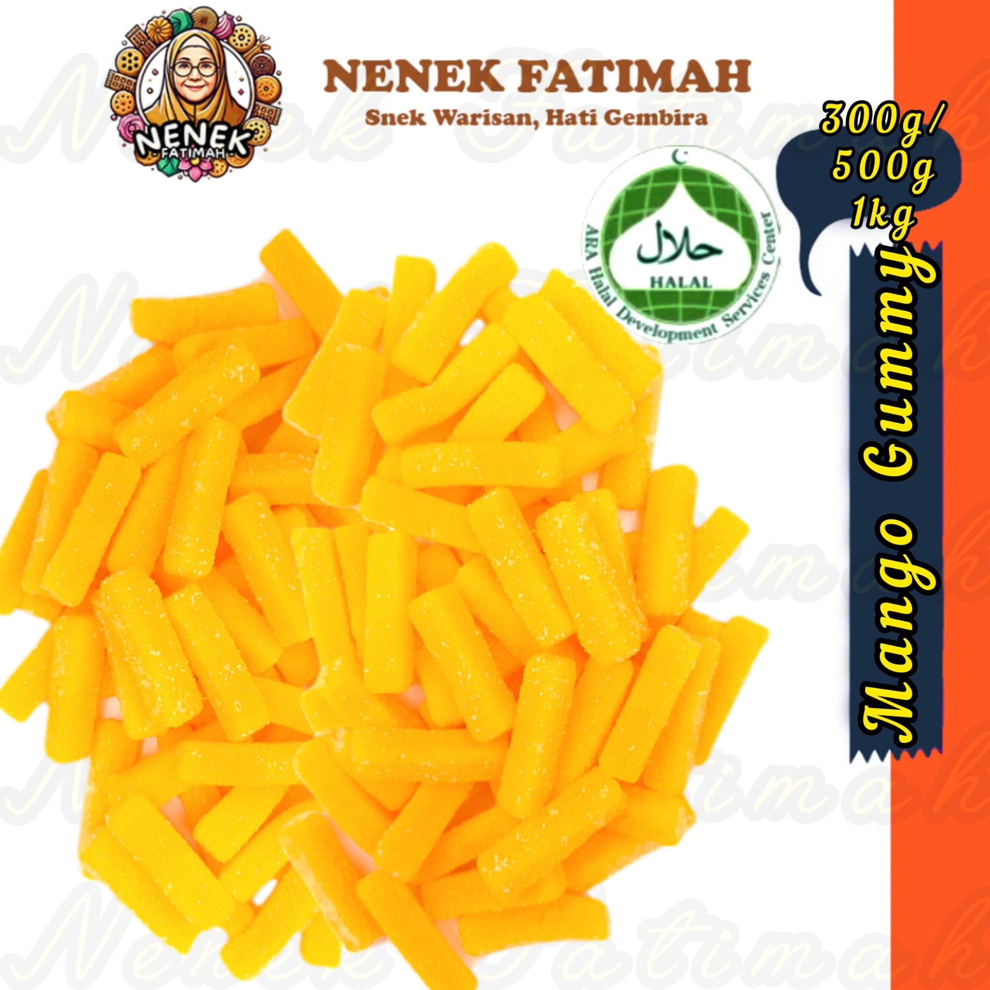 300G/500G/1KG Mantap Mango Gummy/ Gula Manga Kenyal Halal/ Vegan