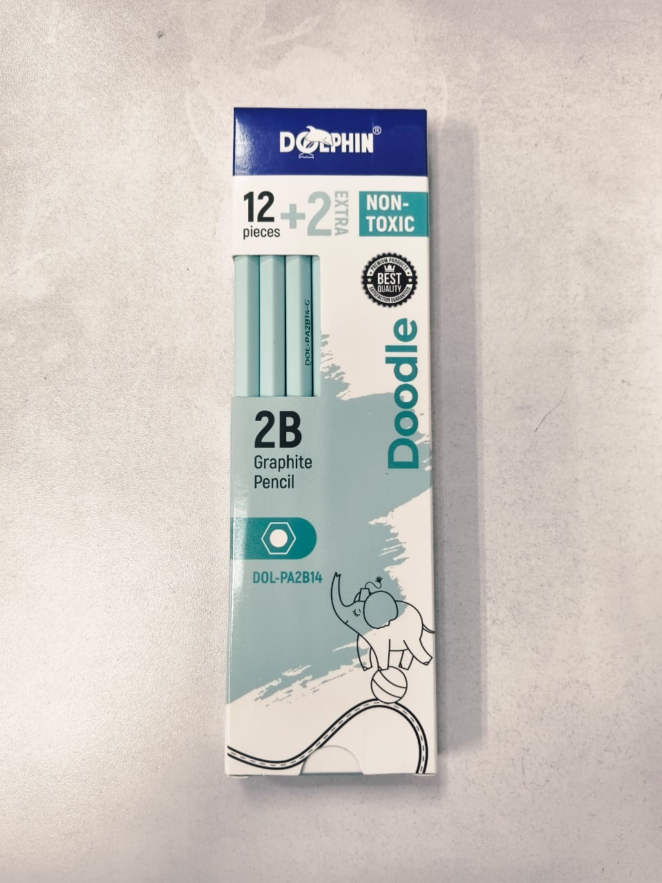 DOLPHIN DOODLE HEXAGONAL SHAPE PASTEL COL 12+2  DOL-PA2B14 2B PENCIL (4 COLOUR CAN CHOOSE)