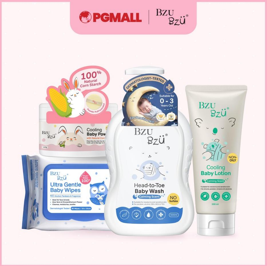 BZU BZU Baby Care Essential Bundle (Head to Toe 600ml + Cooling Baby Lotion 200ml + Cooling Powder 1