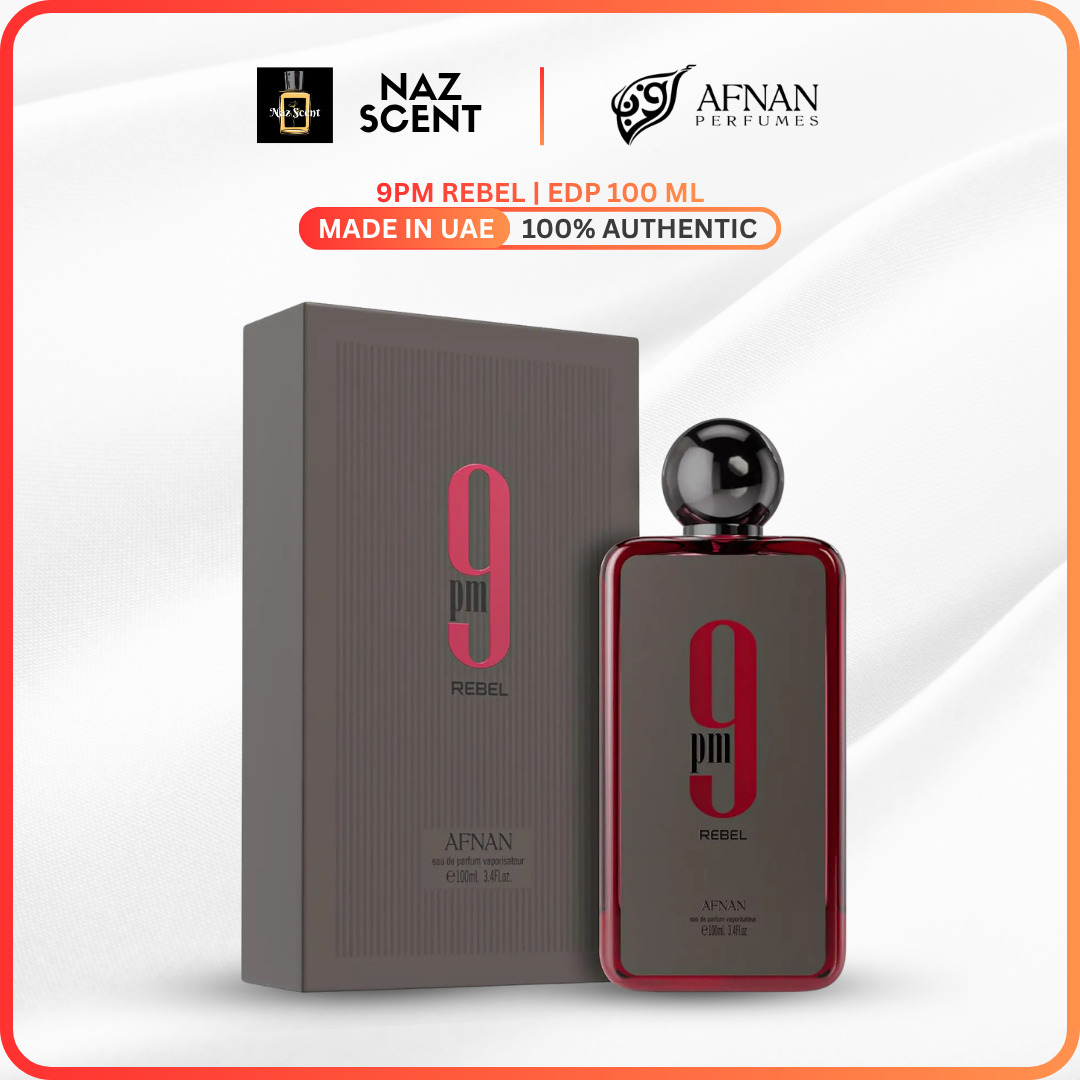 AFNAN 9PM REBEL EDP 100ML ( AVENTUS + BR540 ) | PERFUME FOR MEN AND WOMEN | MADE IN UAE | NIB