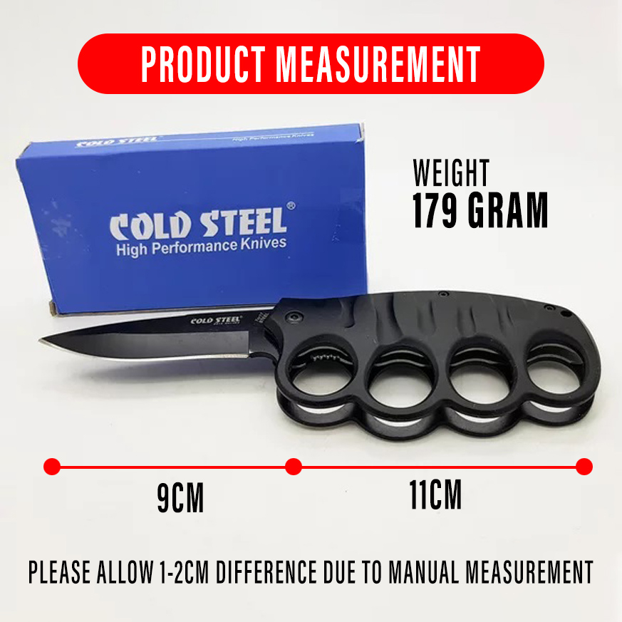 GR 2in1 Folding Knife with Handle and Finger Holes Compact Knuckle Pocket Knife Tactical Cold Steel