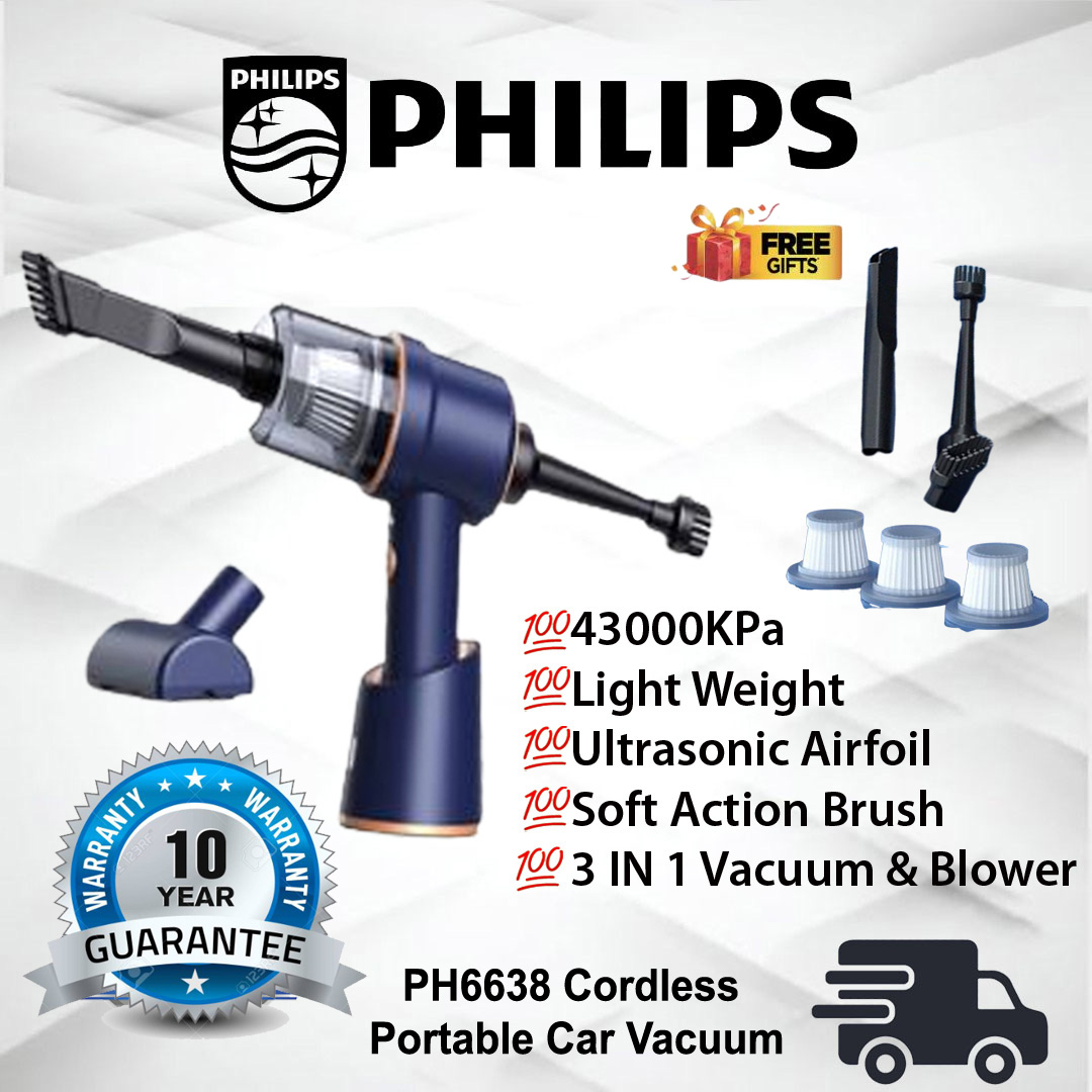 Cordless Handheld Vacuum Cleaner Philips PH6638 Wireless Portable Car Vacuum High Suction 3 In 1 Blo