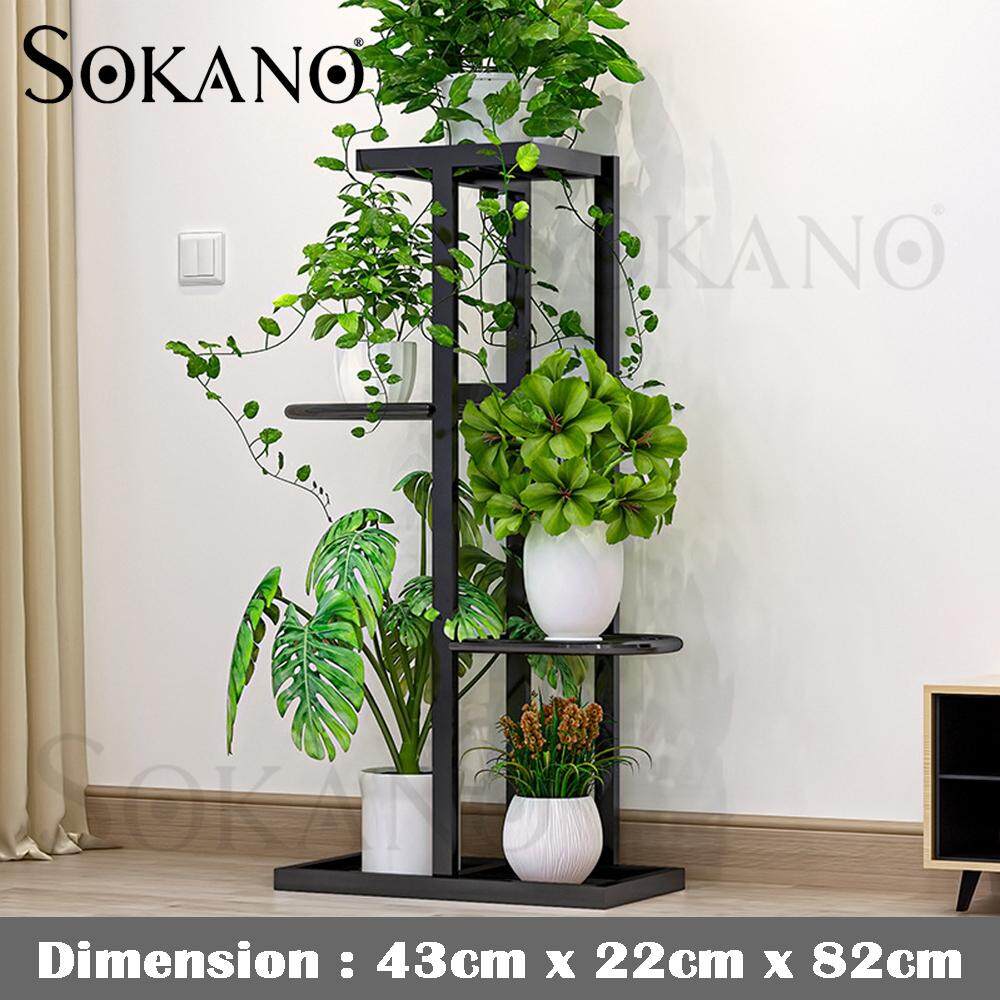 SOKANO H915 4 tiers Deco Shelf Flower Pot Rack Rak Bunga Strong Steel Structure for Living Room, Air