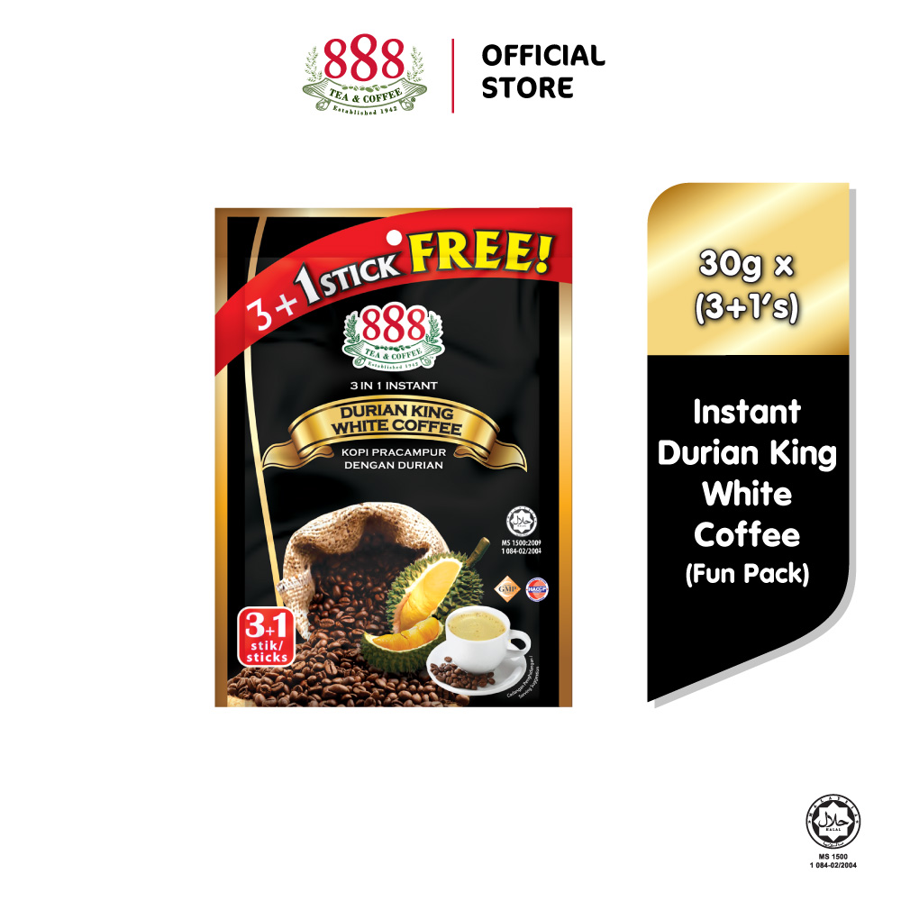 888 3 In 1 Instant Durian King White Coffee Fun Pack (30g X 4s)