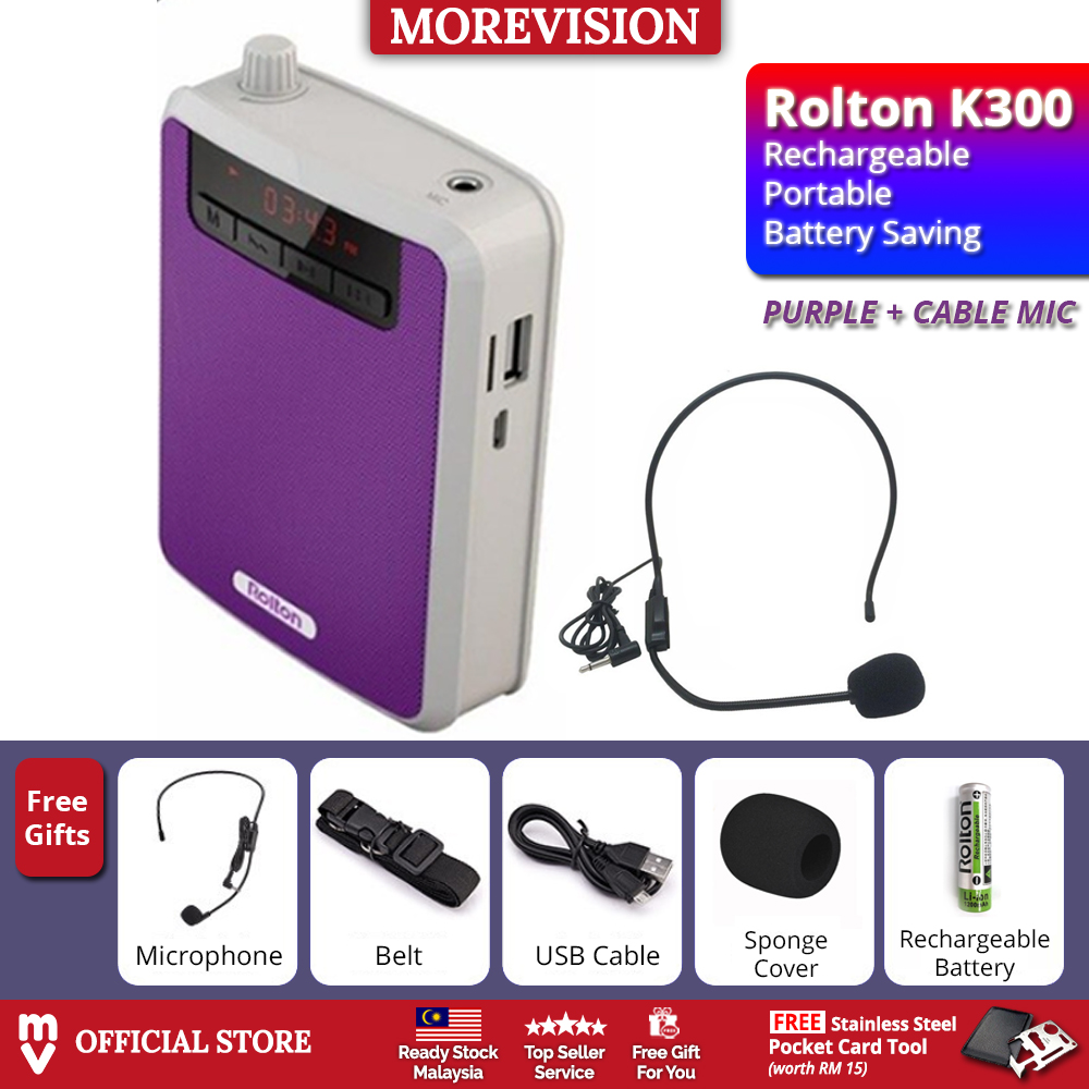 ROLTON K300 Portable Loud Speaker Amplifier Wireless Mic Recorder MP3 +Free Gift
