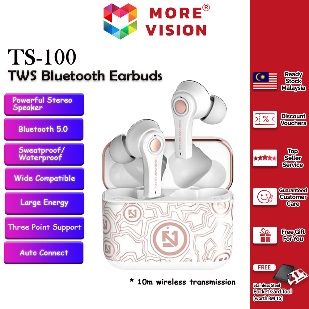 Premium TWS Earbuds TS-300 TS-100 Bluetooth Earphone Mic Waterproof Wireless Super Bass Sports In-ea