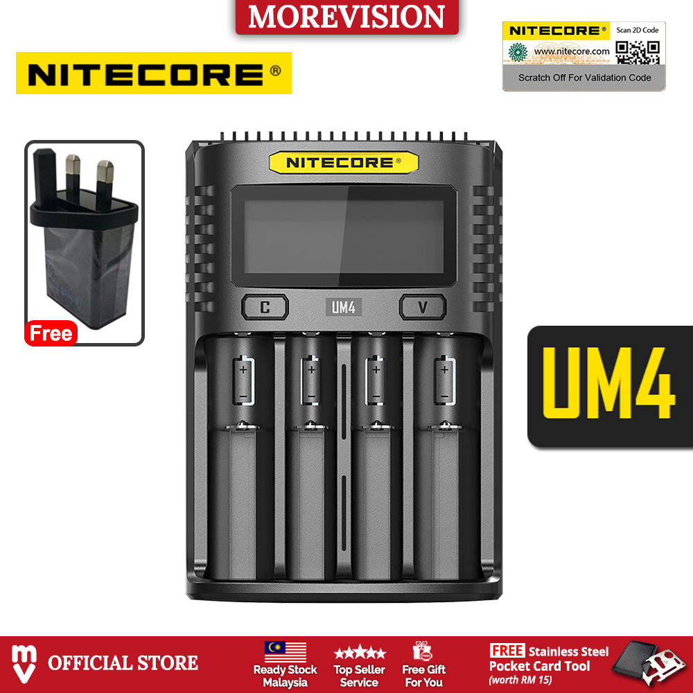 Original Nitecore UM4 UM2 USB Battery Charger QC with 3-Pin Adapter Intelligent Charger li-ion AA AA
