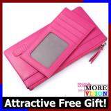 [Attractive Free Gift!] Pabojoe Men Premium Genuine Leather Super Slim Long Wallet 663 - Pink MI0393