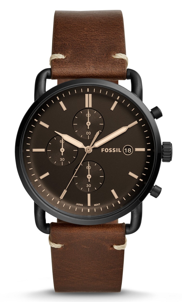 Authentic Fossil Men Commuter Black Dial Brown Leather Watch FS5403 Jam Tangan Lelaki