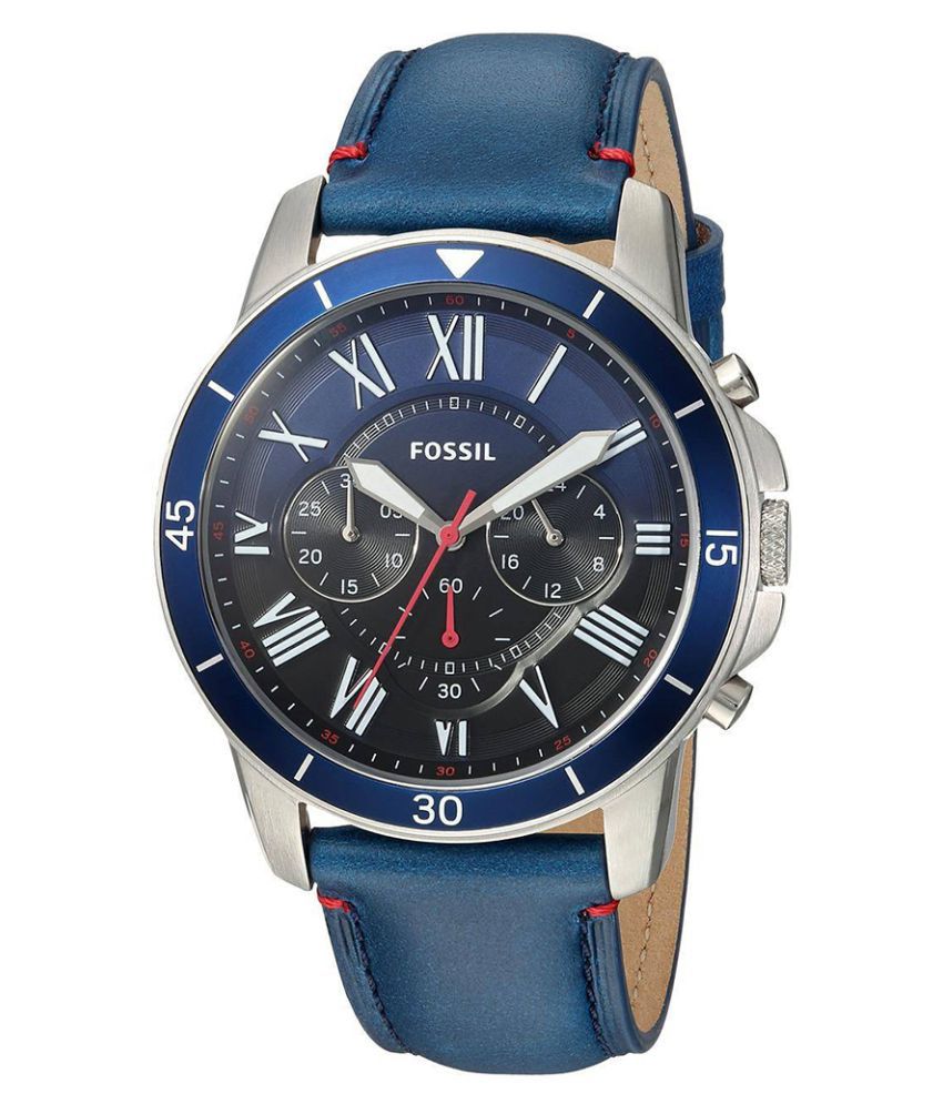 Authentic Fossil Men Grant Blue Dial Brown Leather Watch FS5373 Jam Tangan Lelaki