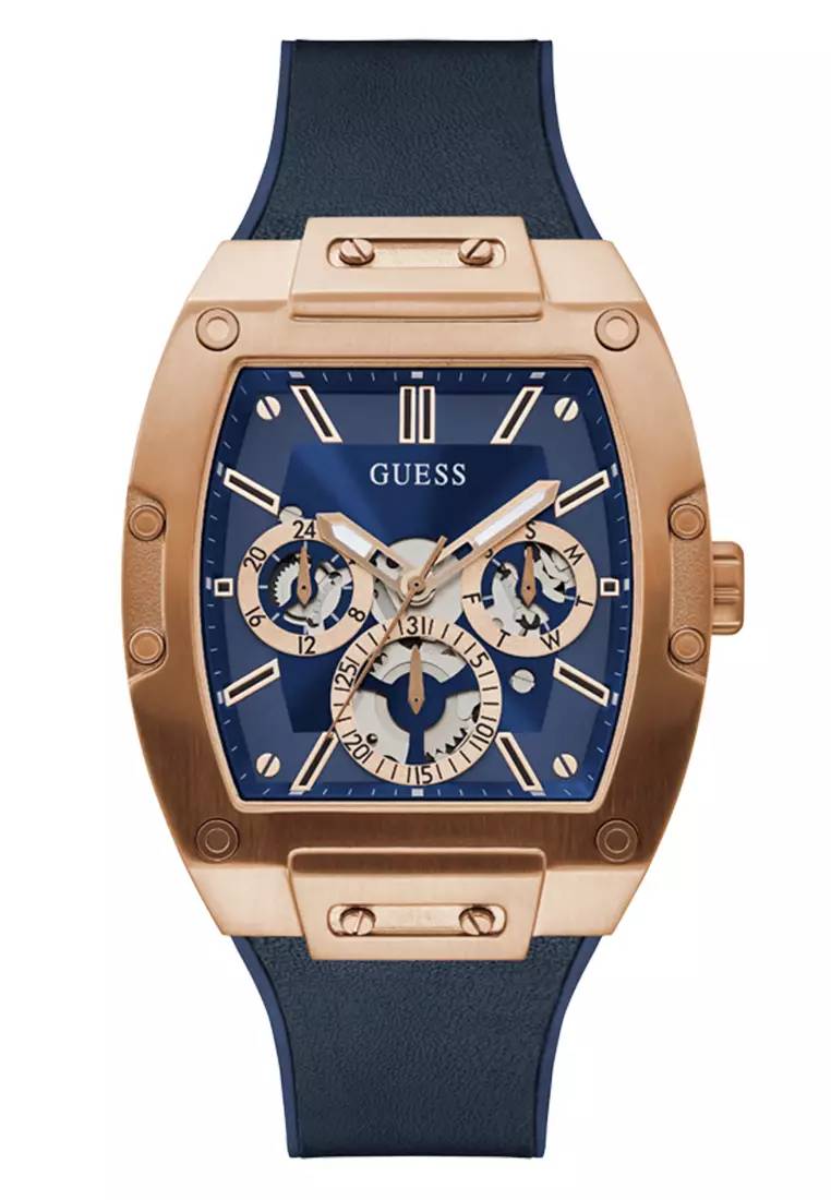 Authentic Guess Men Phoenix Navy Blue Dial Silicon Watch GW0202G4 Jam Tangan Lelaki