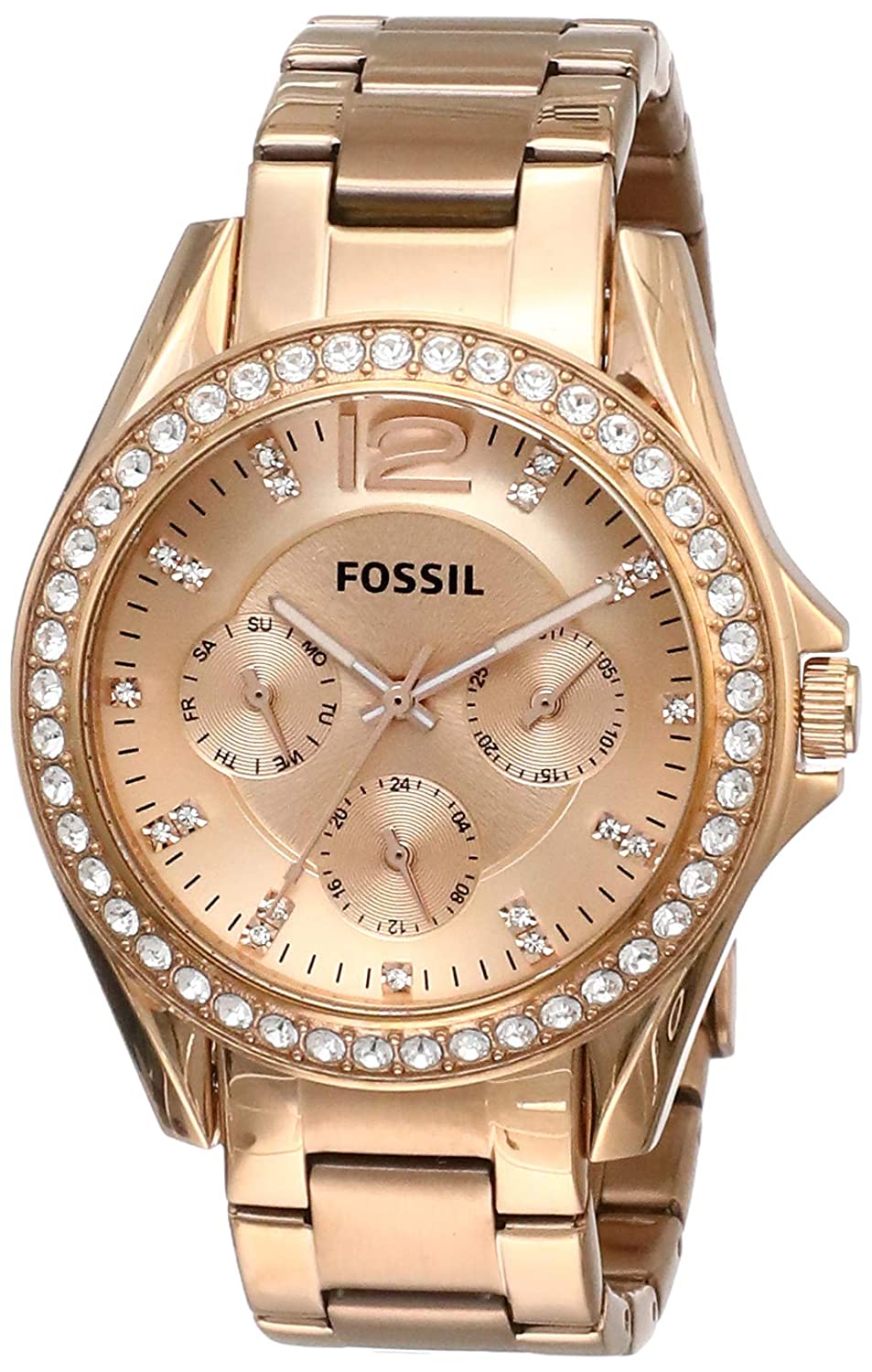 Authentic Fossil Women  Riley Rose Gold Dial Stainless Steel Watch ES2811 Jam Tangan Wanita Perempua
